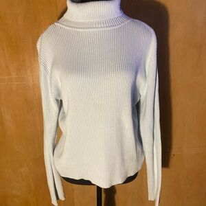 Tommy Hilfiger Baby Blue Turtleneck Ribbed Sweater Size Large